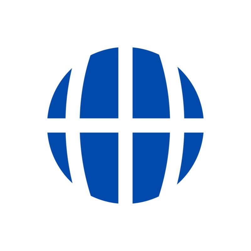 Tibra International logo — blue globe mark